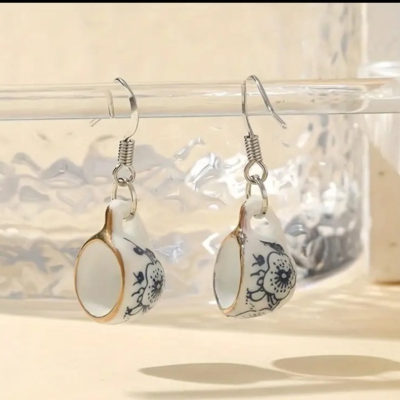 Jewelry - Flower Teacup Dangle Earrings